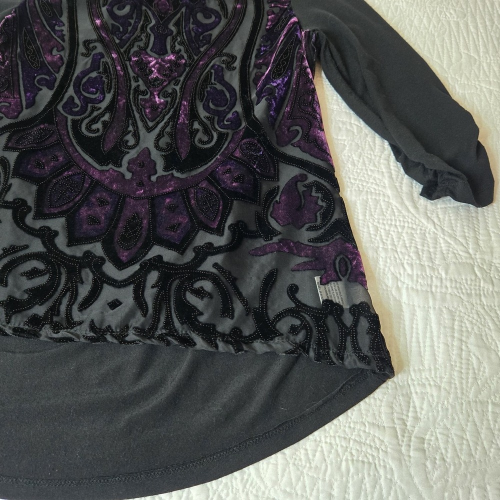 Style & Co y2k Velvet Burnout Purple‎ Black Whimsygoth Dark Fairy Plum Medium - Picture 9 of 16